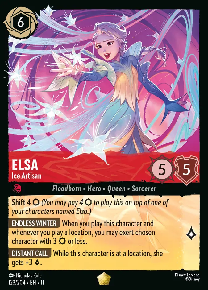Carte d'un chapitre récent, Disney Lorcana (Elsa)