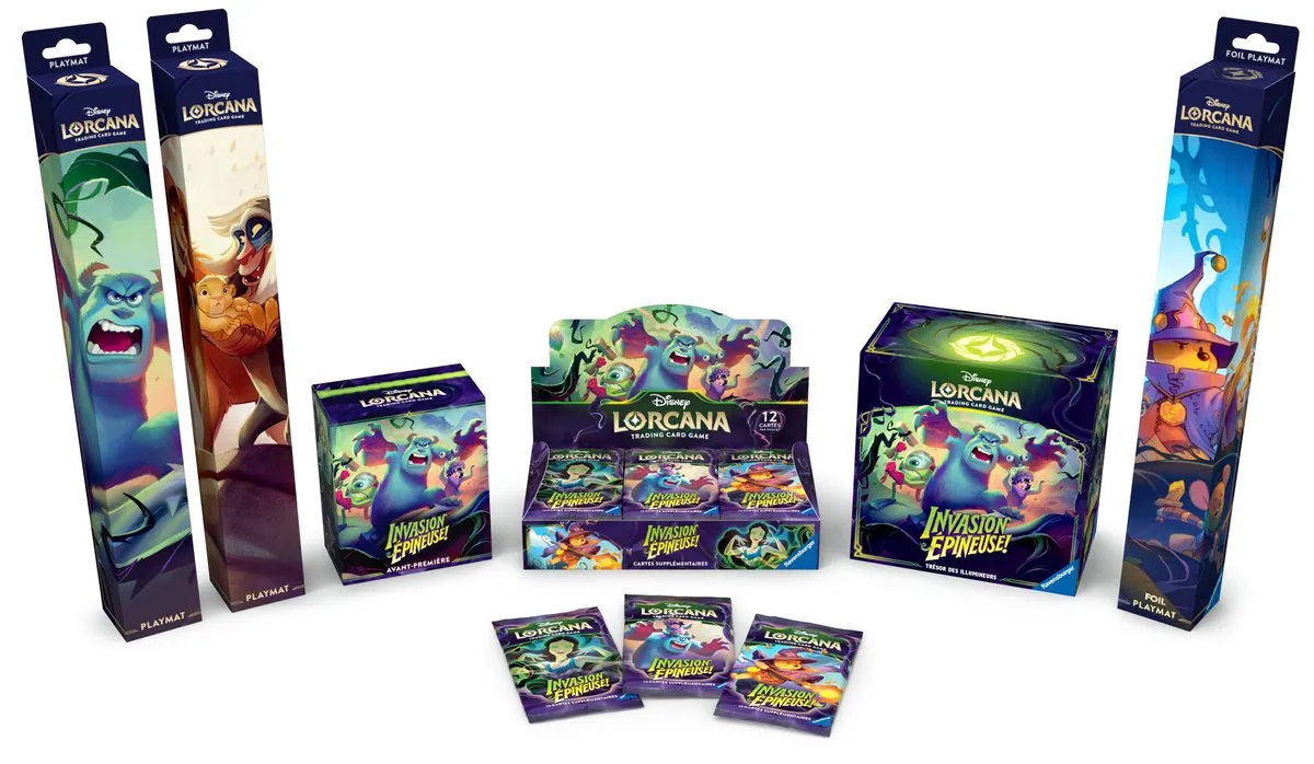 La gamme de produits Disney Lorcana Invasion Épineuse (Chapitre 13) avec Monstres & Cie